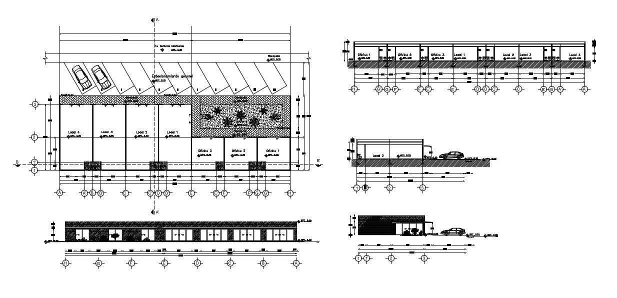 Commercial Building Elevation In AutoCAD File
