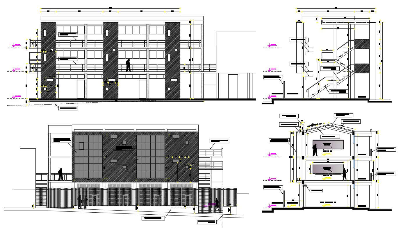 Commercial Building Elevations CAD Drawing