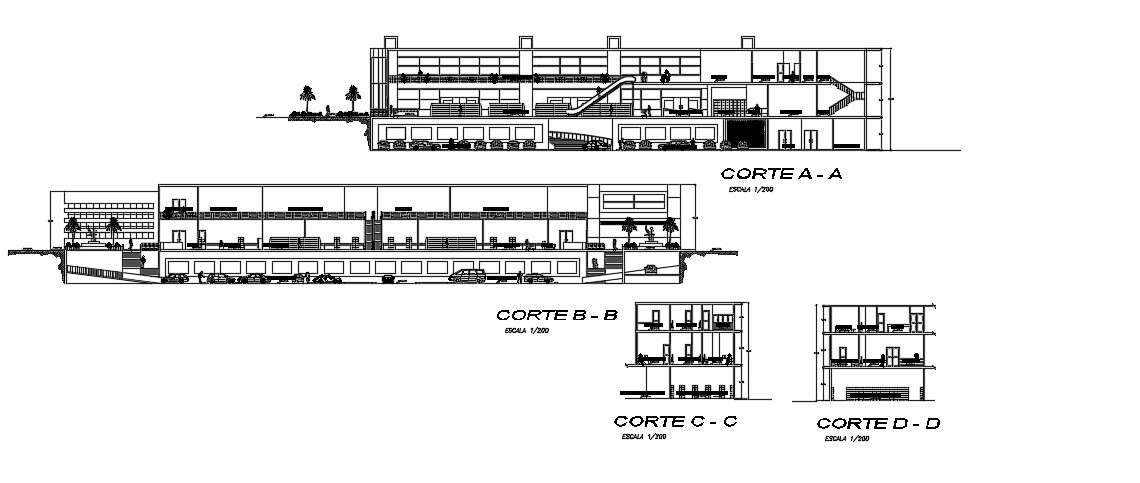 Commercial Complex Elevation Design In DWG File 