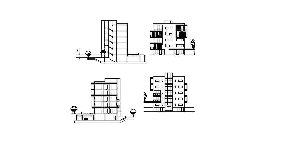 Commercial Complex Elevation In AutoCAD File