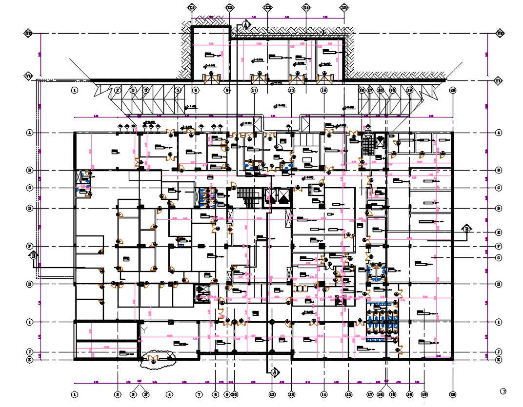Commercial Office Building Floor Plan CAD Drawing 