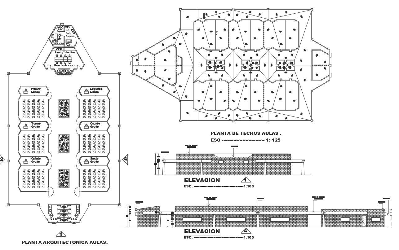 Commercial Plan and elevation detail dwg file