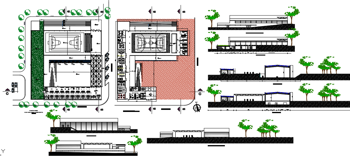 Commercial Plan and elevation detail dwg file