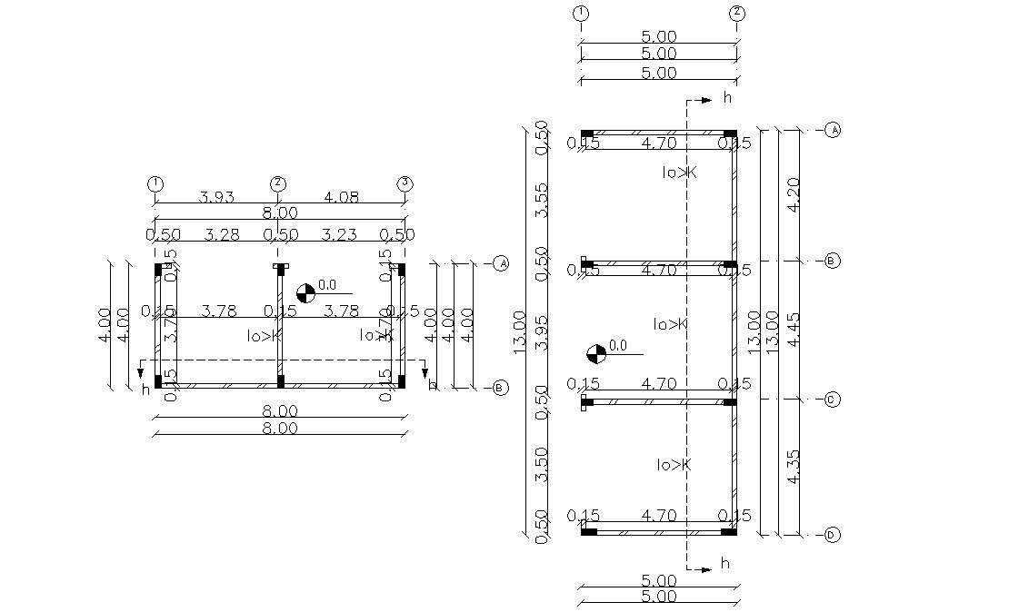 Commercial Shop Planning With Column Marking AutoCAD drawing 
