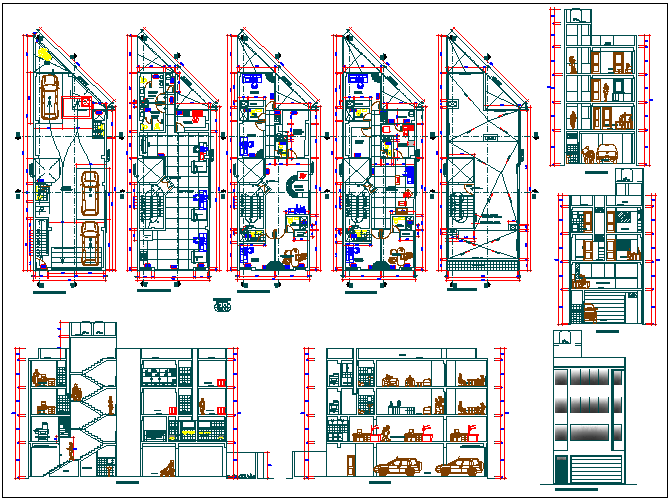 Commercial building plan detail view dwg file