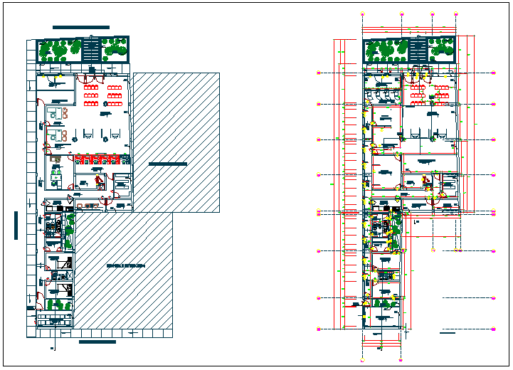 Commercial building plan detail view dwg file