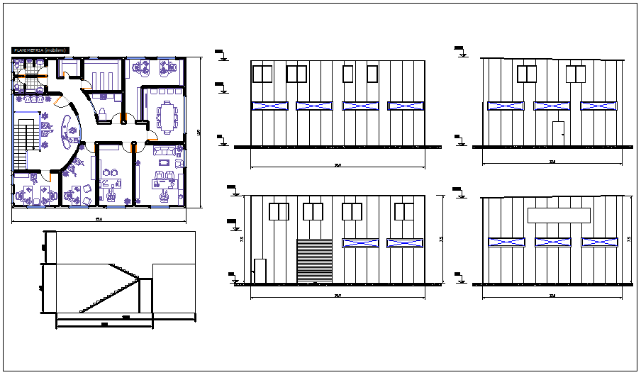 Commercial building plan detail view dwg file