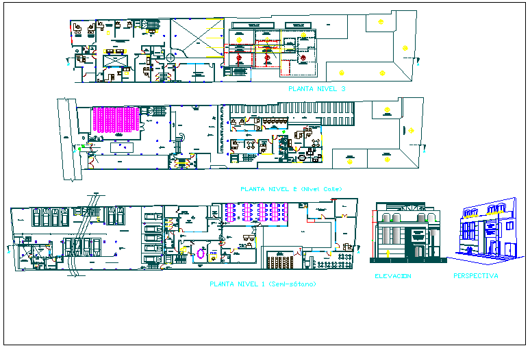 Commercial building plan view detail dwg file