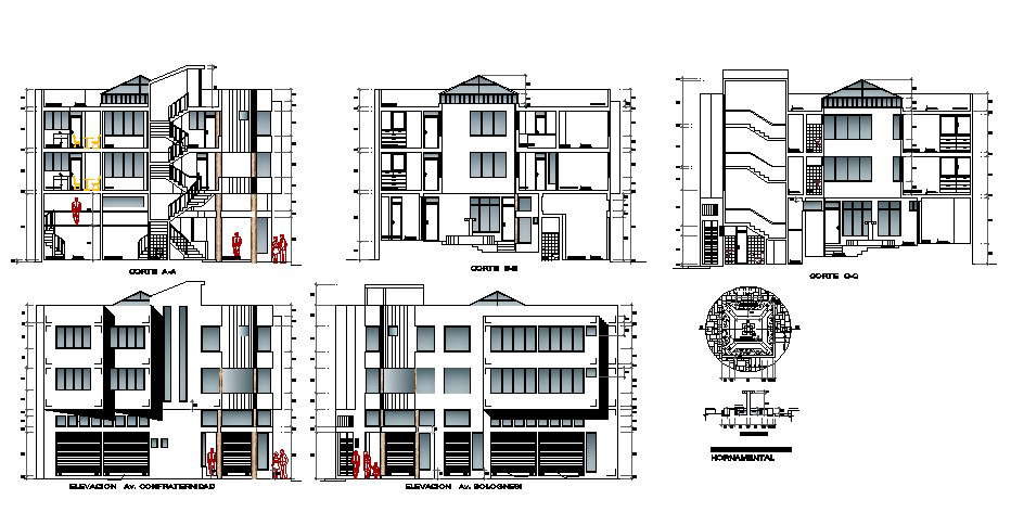 Simple Commercial Building Design In AutoCAD File