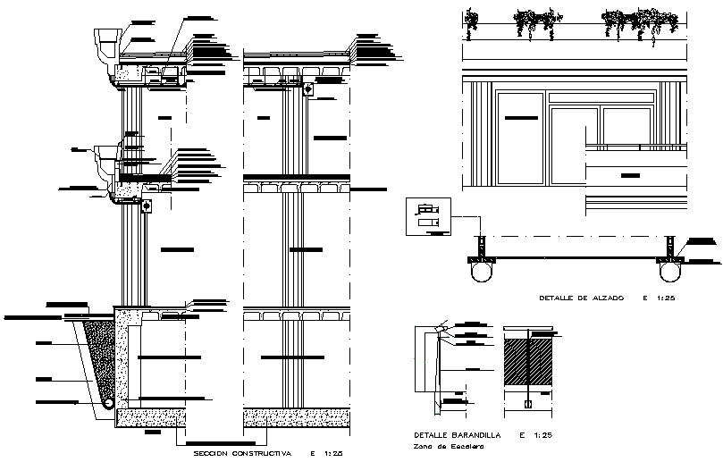 Commercial center open wall section detail dwg file