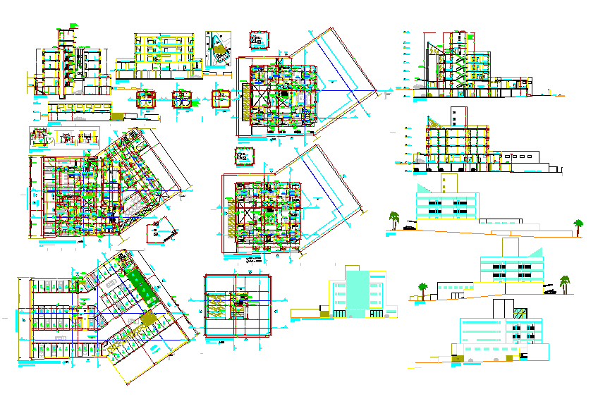 Commercial complex plans architecture design