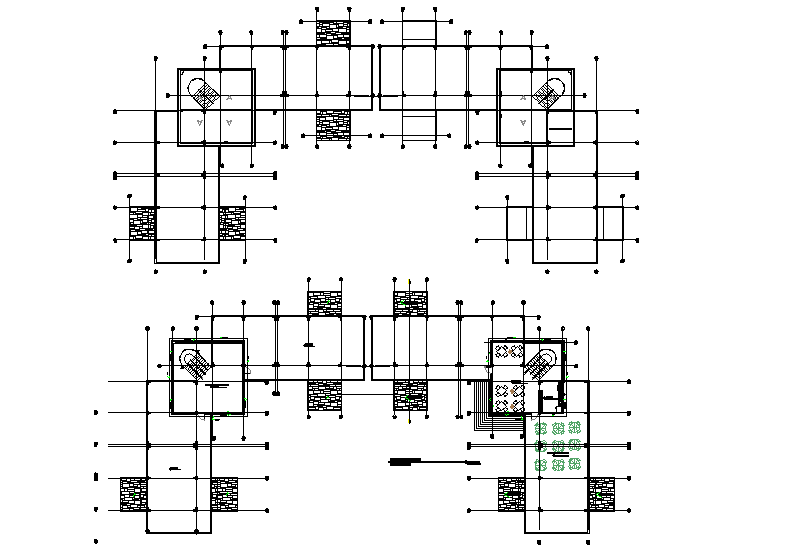 Commercial office centre line plan detail dwg file