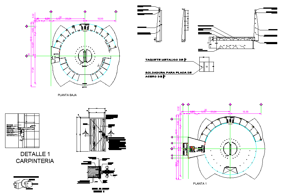 Commercial square plan dwg file