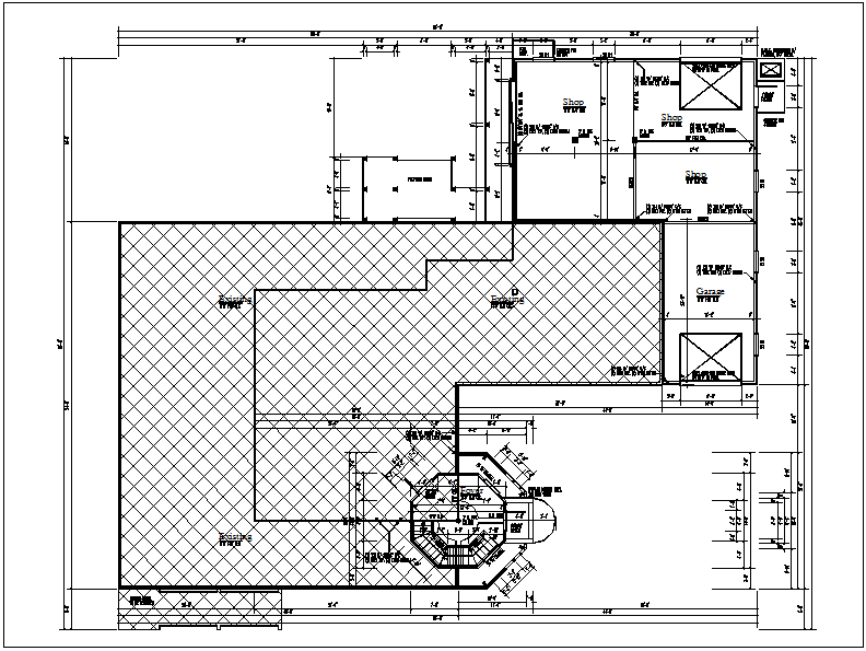Commercial structure  plan layout detail dwg file