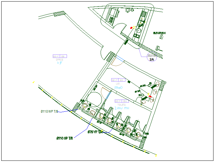 Commercial wash room plan view detail dwg file