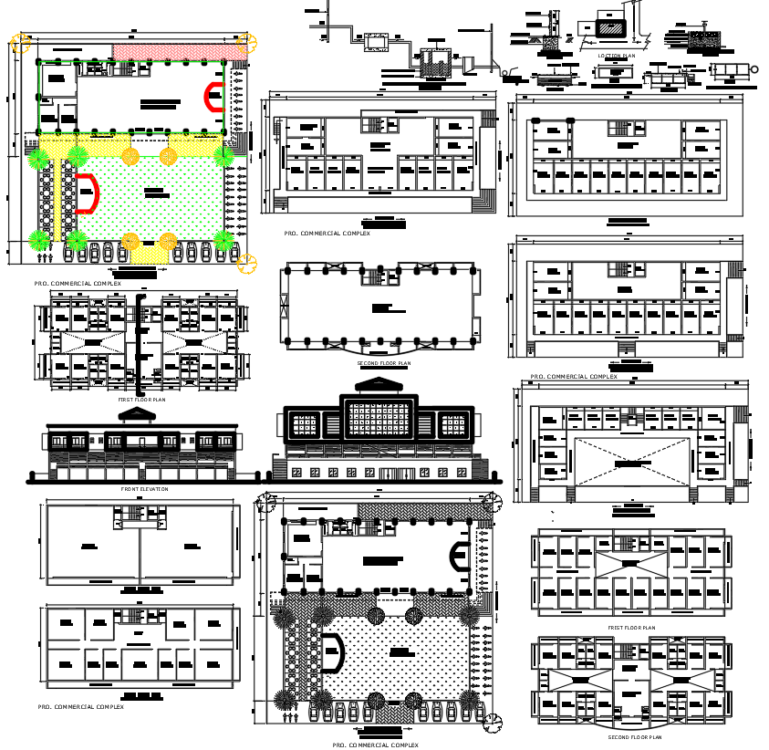 Commercial Complex DWG Design with Detailed Architectural Drawings