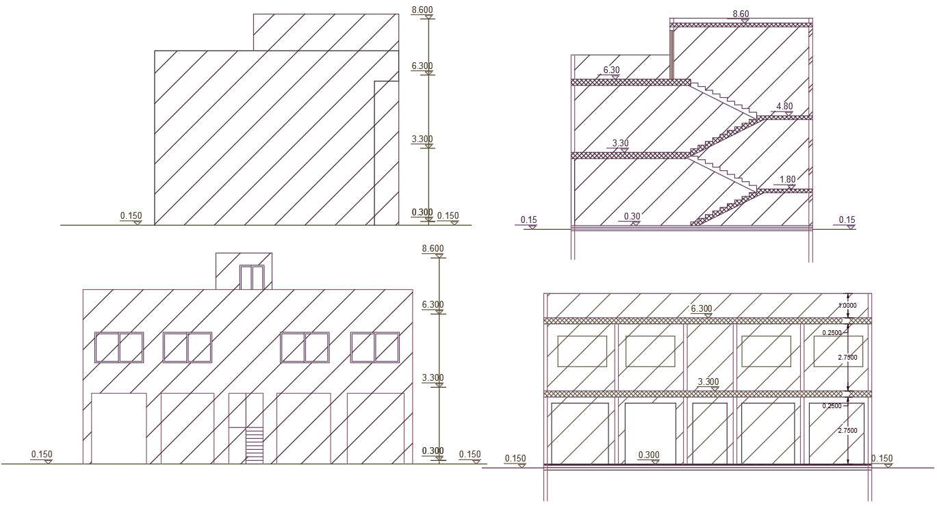 Commercial Shop Building Design CAD Drawing