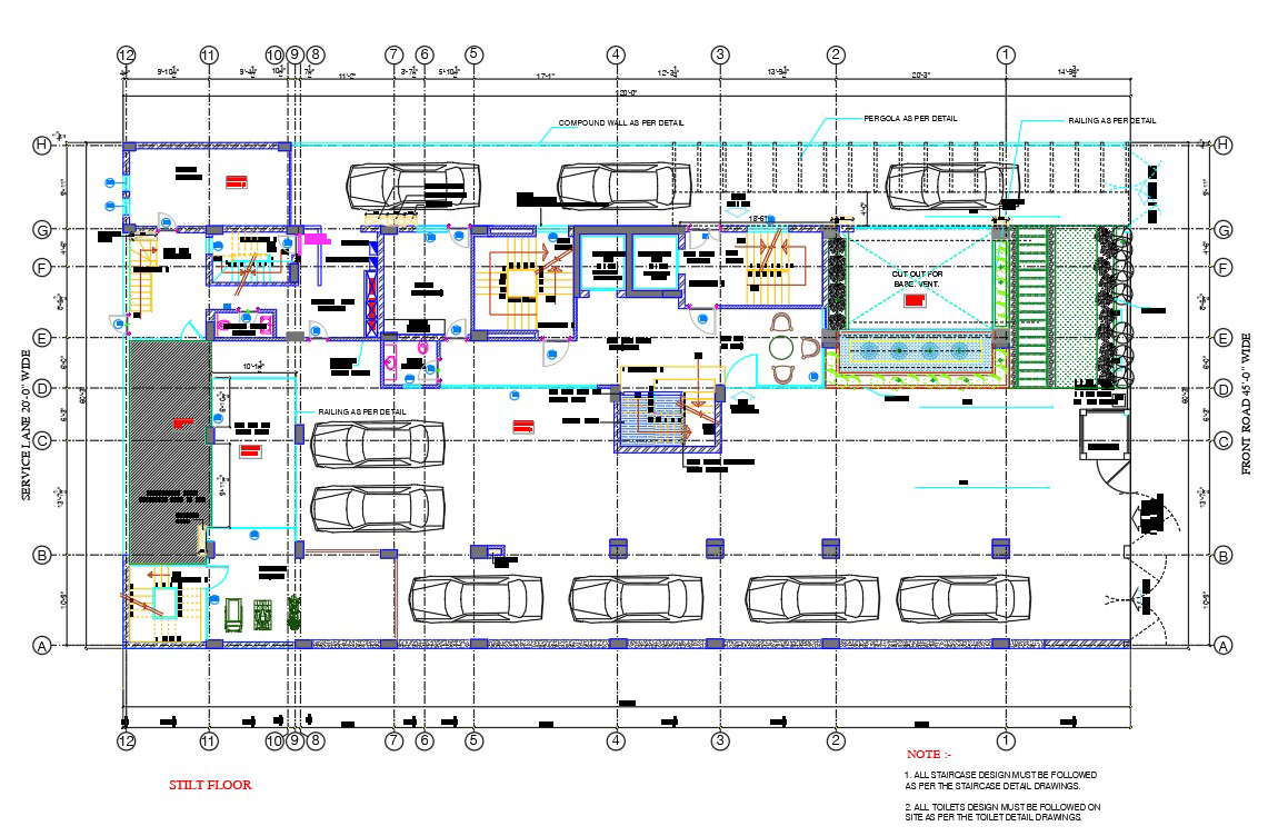 Apartment Stilt Floor Plan AutoCAD Drawing 