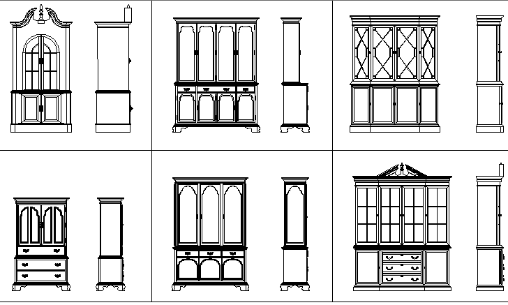 Common cupboard blocks details dwg file