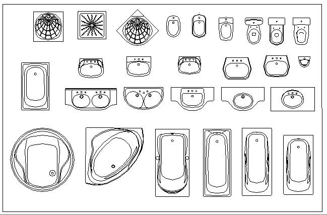 Common sanitary blocks design dwg file