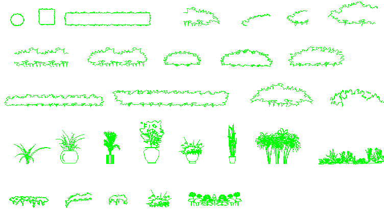 Common tree and plant blocks design dwg file