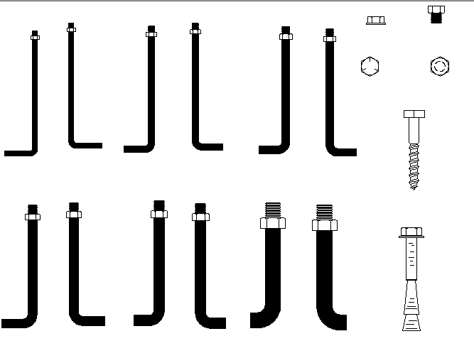 Common used screw and bolts blocks dwg file