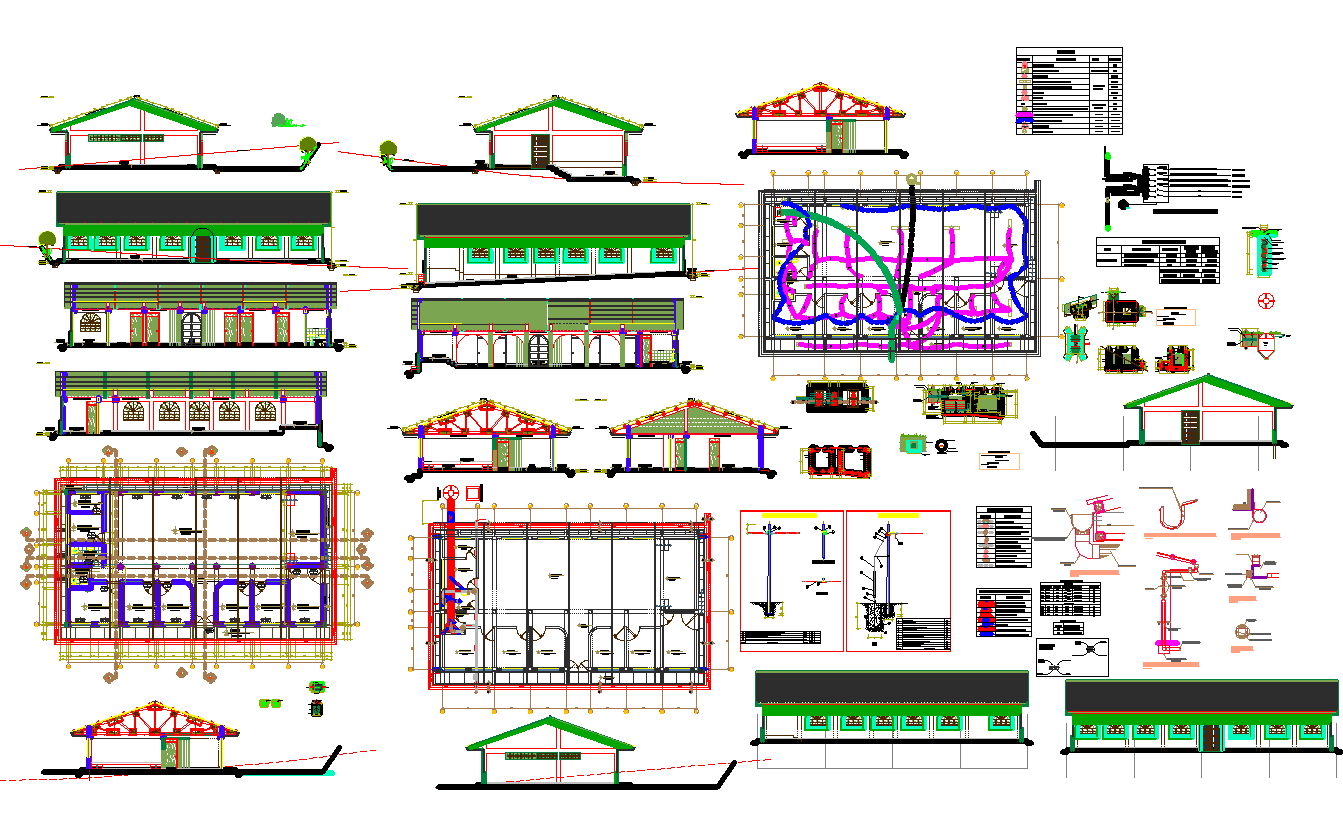 Community center Architecture and constructions detail drawing
