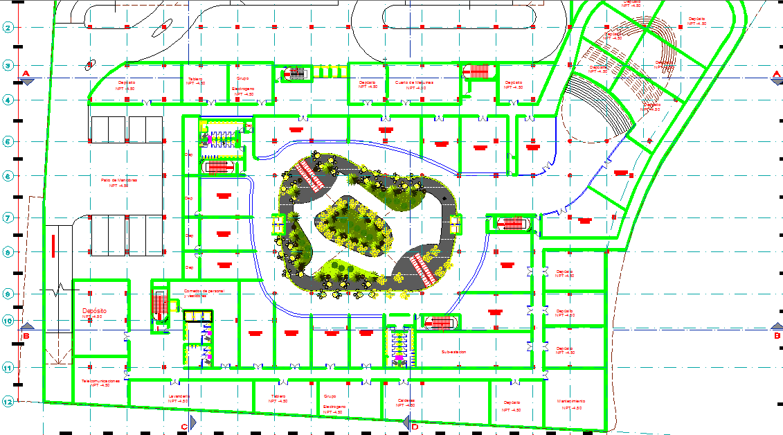 Complete layout plan of a hotel dwg file