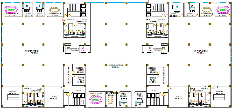 Complete layout plan of a office dwg file