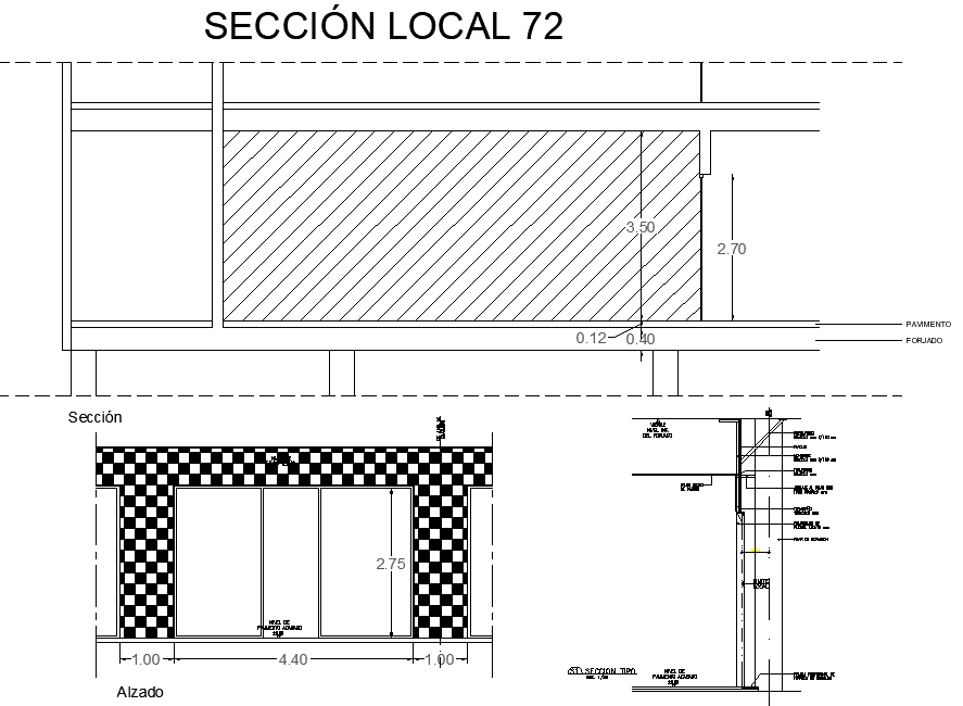 Completes mall commercial project section plan detail