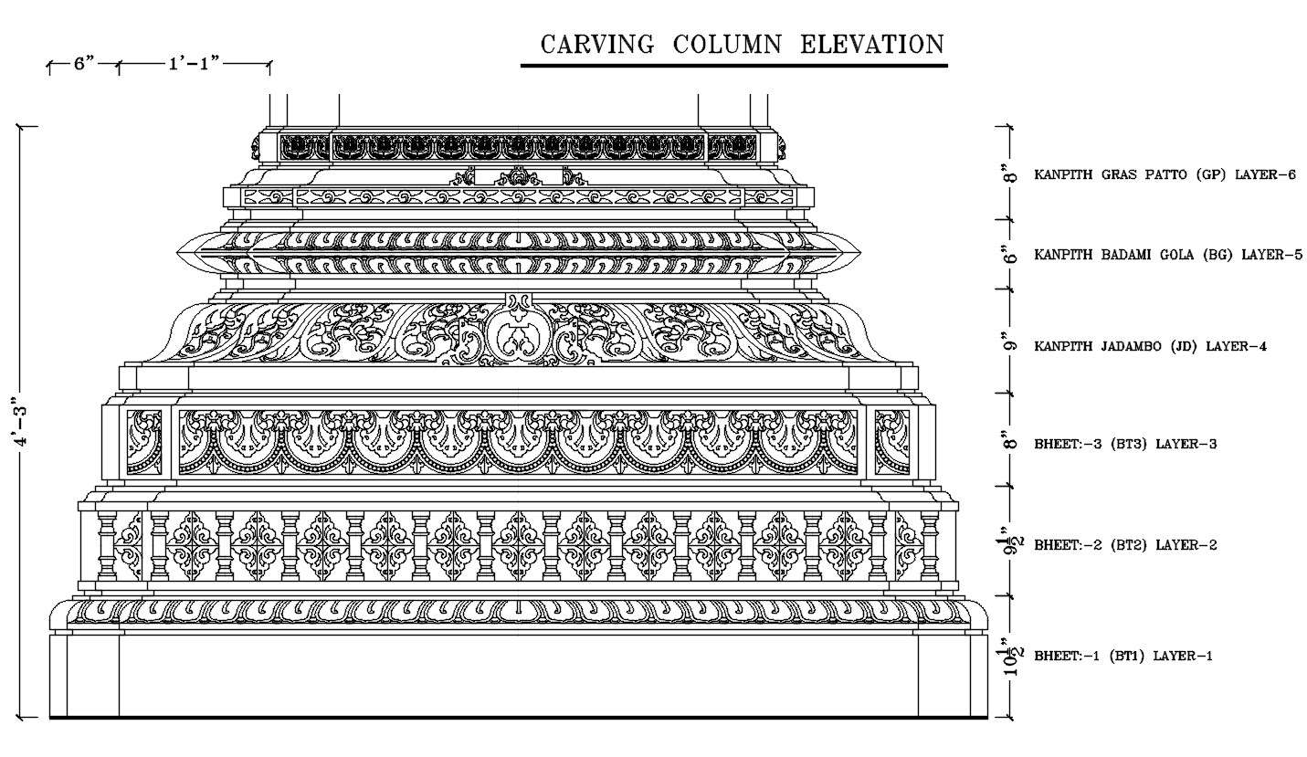 Composite Column Elevation Design AutoCAD File