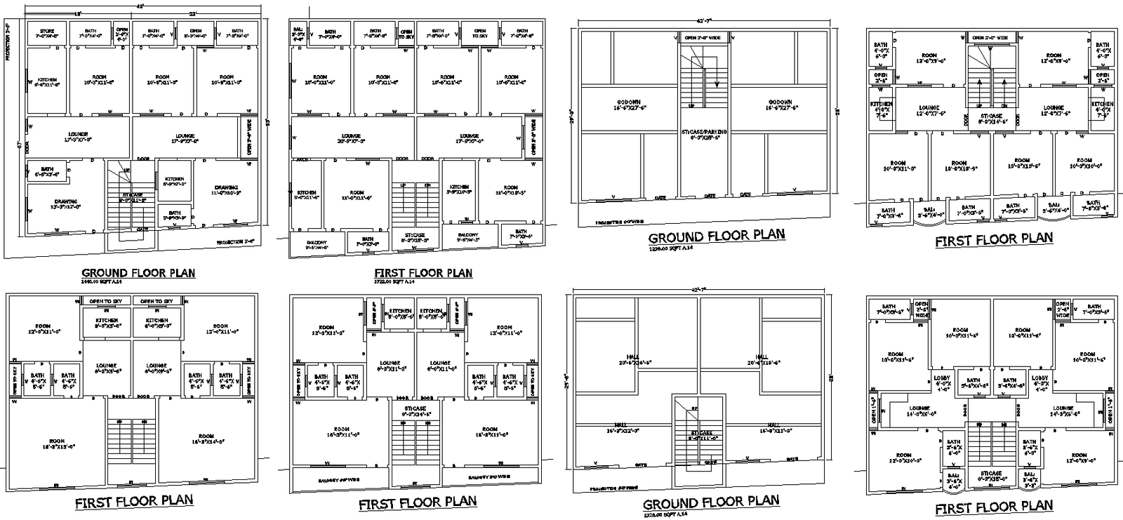 DWG House Layout with Ground and First Floor AutoCAD Plan