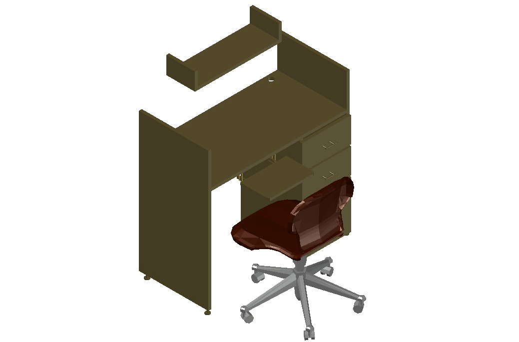 Computer Table 3D Model CAD Block With drawing for AutoCAD File 