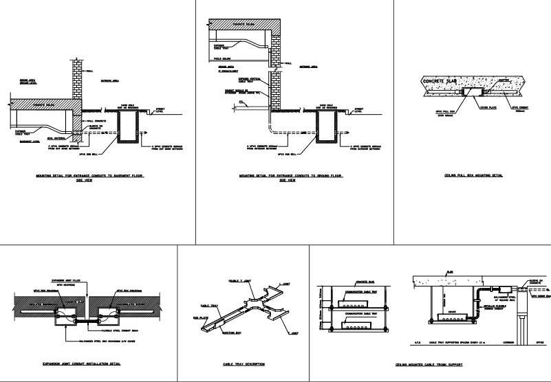 Conduit and cable tray installation detail.