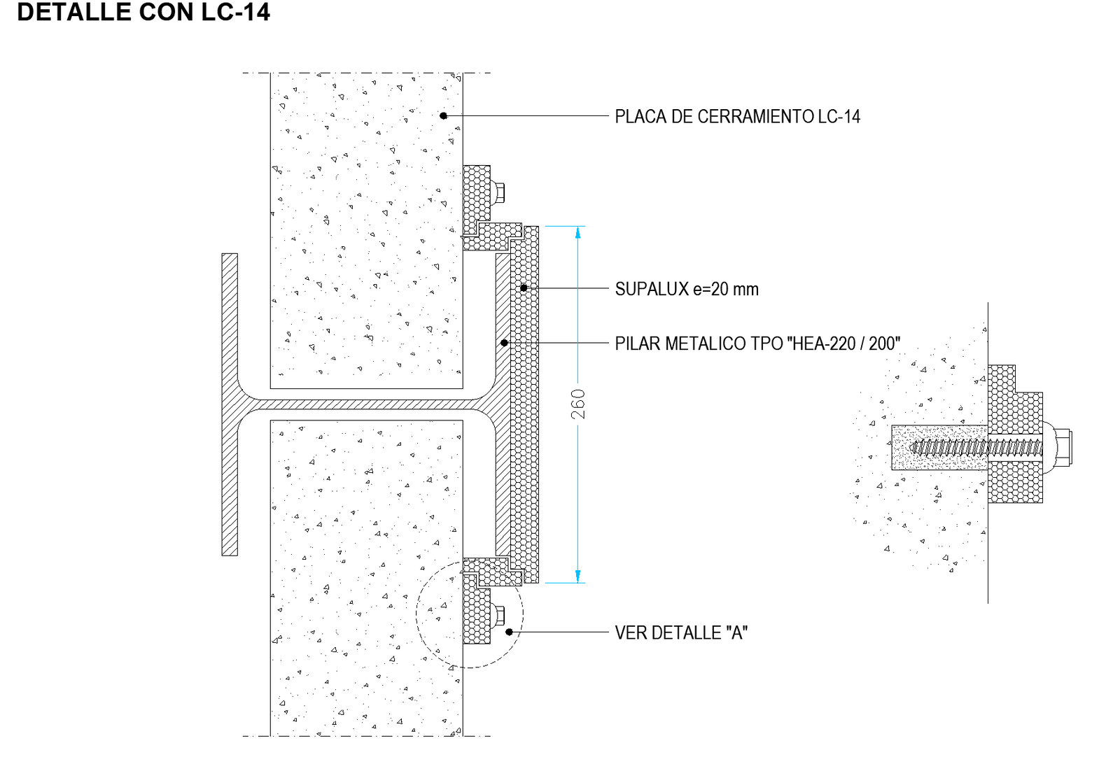 Connection wall plate with metallic pillar plan detail dwg file.