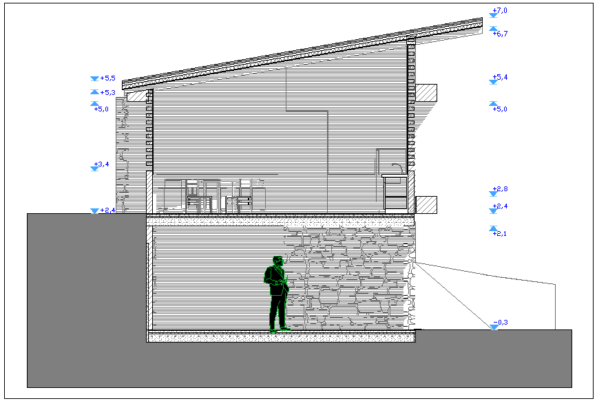 Construction Design of house with side sectional view