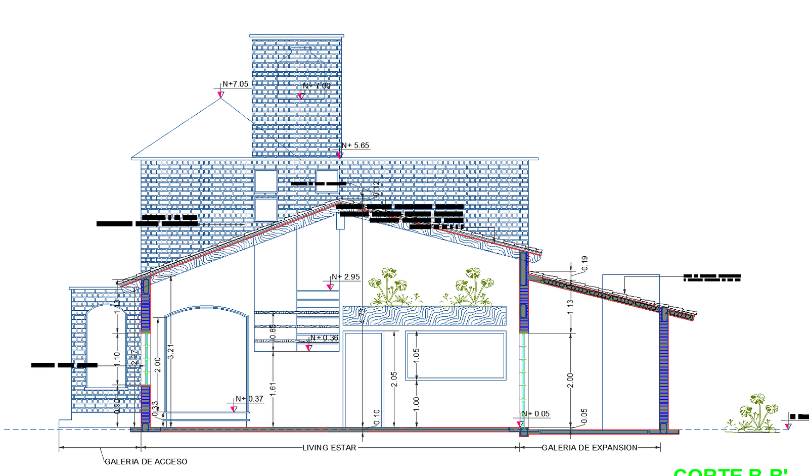 Construction detail- beam and ceramics plan detailed dwg.