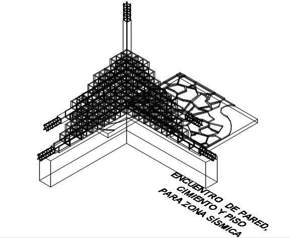 Construction detail drawing of wall - footing. 