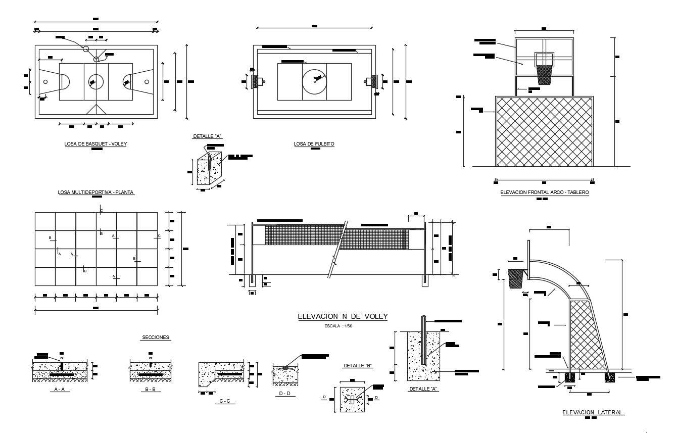 Construction detail of sports area