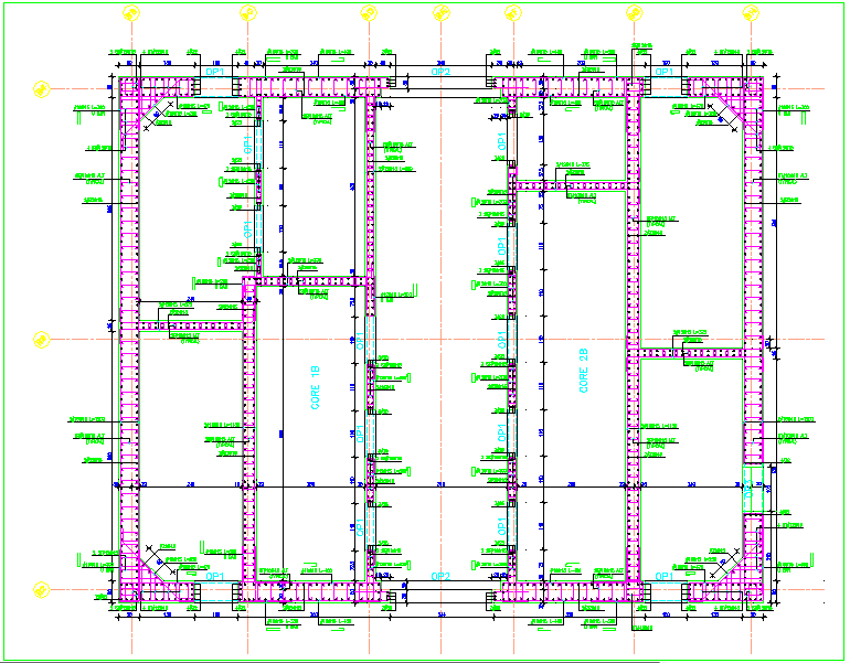 Construction detail of tower with second basement to first floor