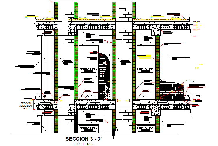 Construction section details dwg file