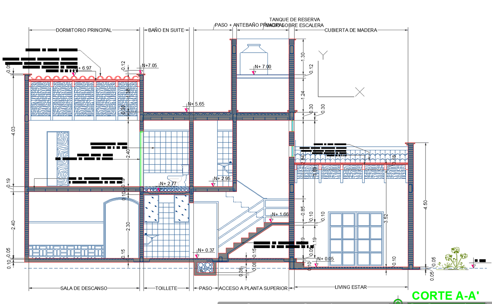 Construction section plan detailed dwg.