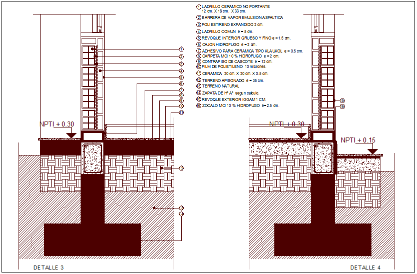 Construction view of brick and concrete dwg file 