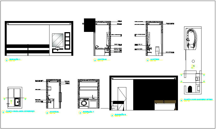 Construction view of kitchen dwg file