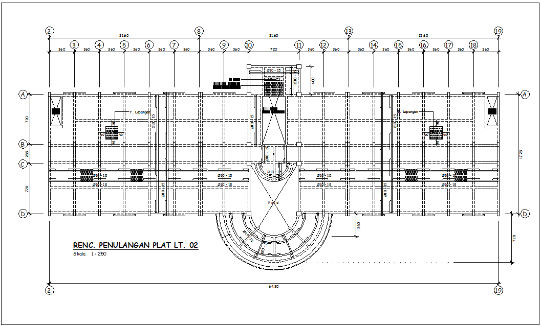 Construction view of plan of head quarter dwg file
