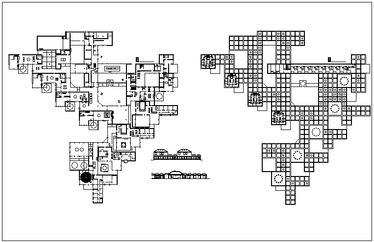 Construction view of wall of building plan and elevation dwg file