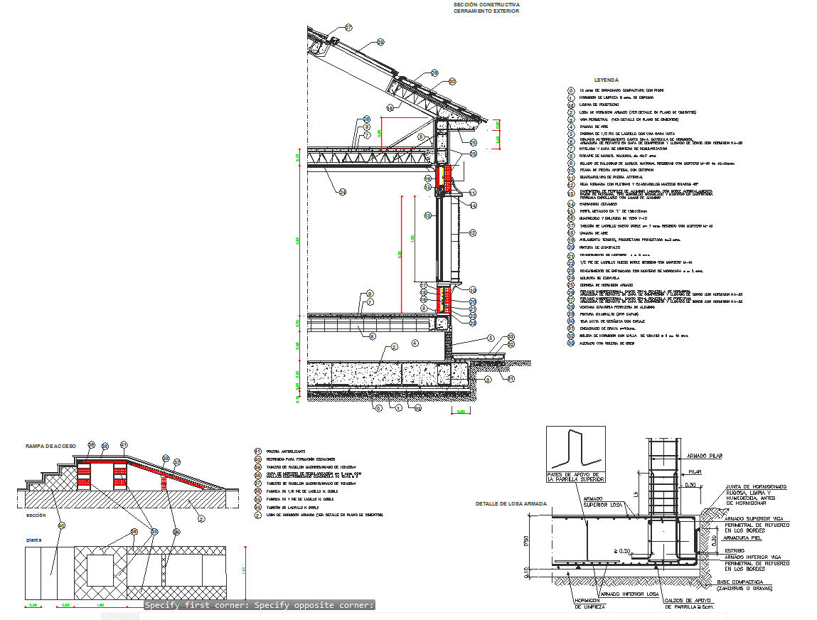 Constructions slab detail drawing and sections 