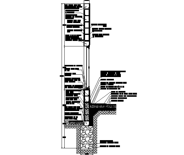 Constructive detail wall in concrete block detail dwg file