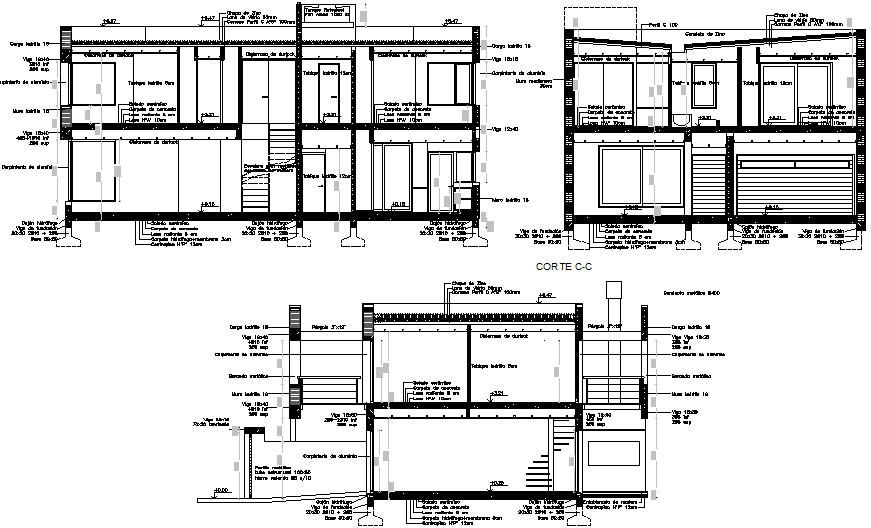 Constructive section family housing plan detail dwg file