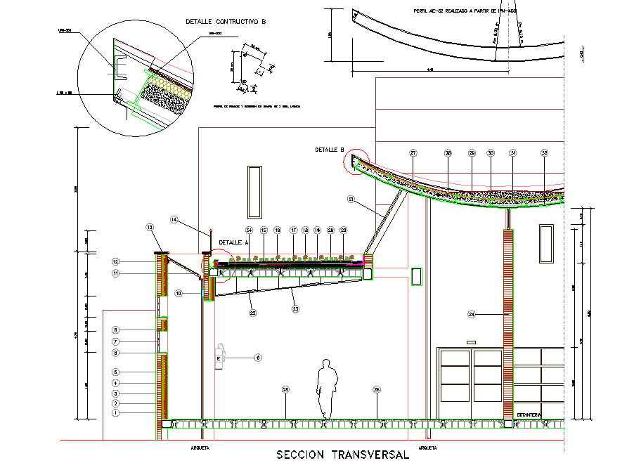 Constructive section plan detail dwg file